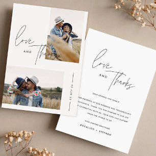 Carte De Remerciements Mariage photo noir et blanc Boho