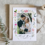 Carte De Remerciements Mariage photo Pastel Spring Floral Blooms Frame<br><div class="desc">Pastel Spring Floral Blooms Frame Photo Mariage Carte de remerciements | Envoyez nos remerciements aux invités pour avoir fait partie de votre mariage avec ce carte de remerciements personnalisable. Ce carte de remerciements fleuri présente des fleurs pastel et un cadre fleuri et verdoyant. Cet élégant carte de remerciements est parfait...</div>