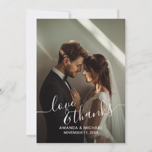 Carte De Remerciements mariage photo personnalisé 'Love & Thanks'