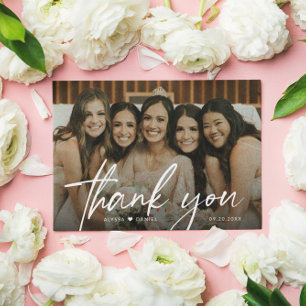 Carte De Remerciements Mariage photo personnalisé moderne Bridesmaid