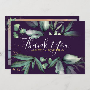 Carte De Remerciements Mariage photo Purple Elegant Green