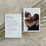 Carte De Remerciements Mariage photo romantique simple, moderne et minima<br><div class="desc">Un carte de remerciements photo élégant et moderne qui correspond à notre collection de Mariage photo romantique simple, moderne et minimaliste. Ce design présente le texte dans une élégante typographie serif. Il y a un message de remerciement personnalisé et sincère à l'express de votre gratitude envers vos amis et votre...</div>