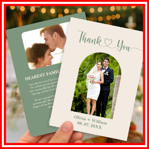 Carte De Remerciements Mariage photo Sage Green