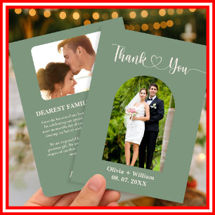 Carte De Remerciements Mariage photo Sage Green
