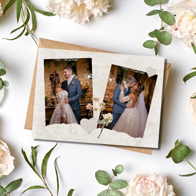 Carte de remerciements Mariage photo Scrapbook (Scrapbook Photo Wedding Thank You Card)