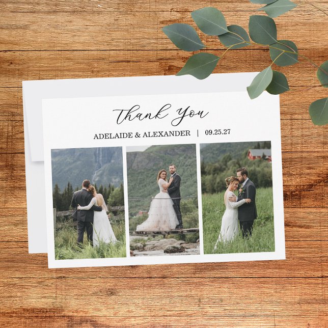 Carte De Remerciements Mariage Photo Script Moderne (Créateur téléchargé)