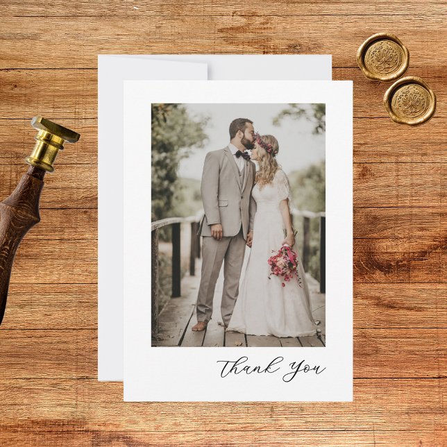 Carte De Remerciements Mariage Photo Script Moderne (Créateur téléchargé)