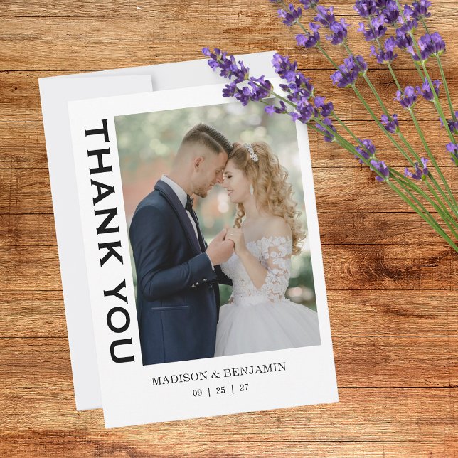 Carte De Remerciements Mariage Photo Script Moderne (Créateur téléchargé)