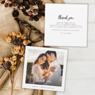 Carte De Remerciements Mariage photo simple à main
