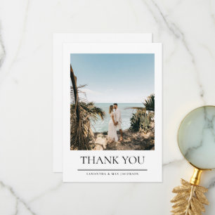 Carte De Remerciements Mariage photo simple blanc