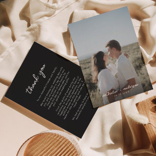 Carte De Remerciements Mariage photo simple en noir