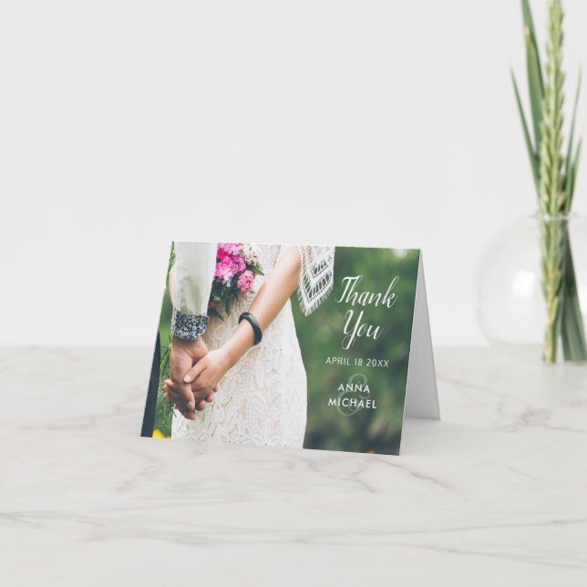 Carte De Remerciements Mariage photo simple et élégant (Devant)