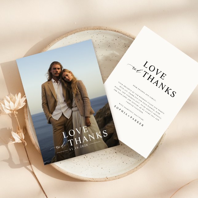 Carte De Remerciements Mariage photo simple et élégant (Créateur téléchargé)