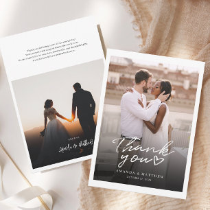 Carte De Remerciements Mariage photo simple et élégant