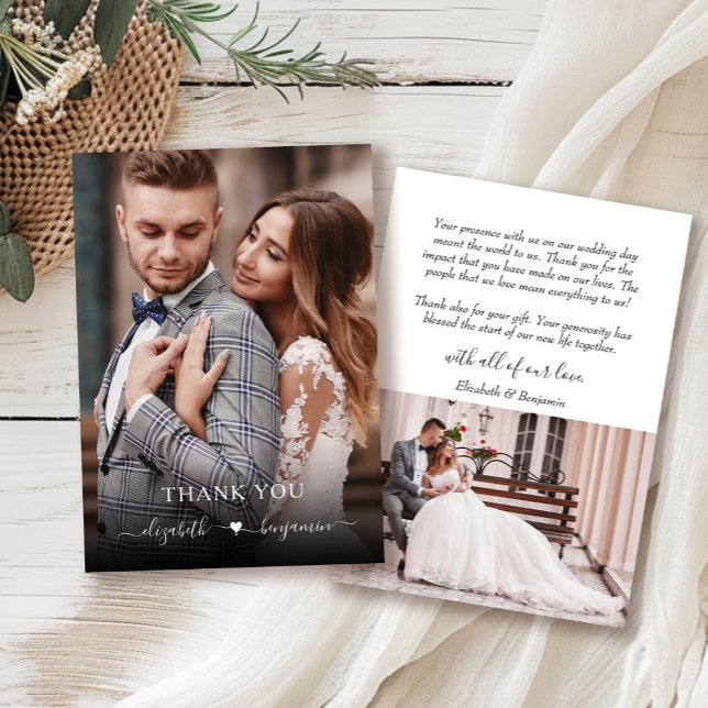 Carte De Remerciements Mariage photo simple et moderne (Créateur téléchargé)