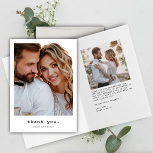 Carte De Remerciements Mariage photo simple Retro Classic