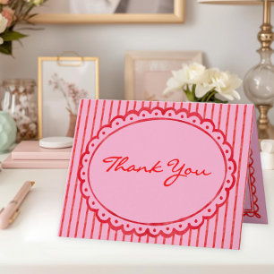 Carte De Remerciements Mariage Photo Stripe Aquarelle Rose Rouge Fantaisi