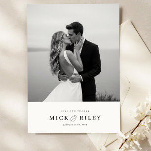 Carte De Remerciements Mariage Photo Typographie Bohème Minimaliste