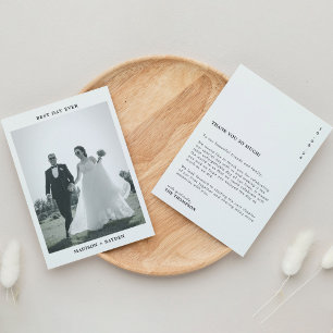 Carte De Remerciements Mariage Photo Typographie Minimaliste Classique