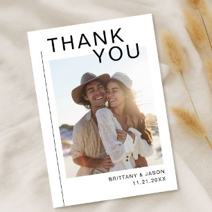 Carte De Remerciements Mariage photo typographie moderne minimaliste