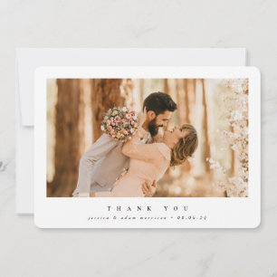 Carte De Remerciements Mariage photo unique blanc élégant minimaliste