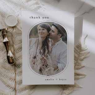 Carte De Remerciements MARIAGE photo unique minimaliste EMELIA Flat Boho