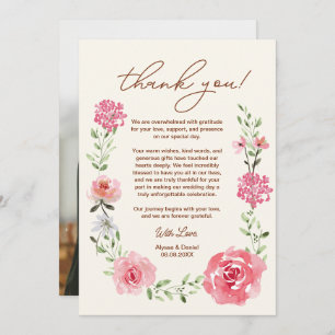 Carte De Remerciements Mariage photo Watercolor Floral Boho