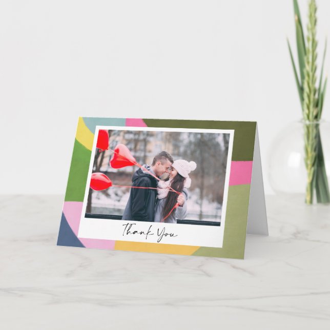 Carte De Remerciements Mariage photo Whimsical Modern Art Abstrait (Devant)