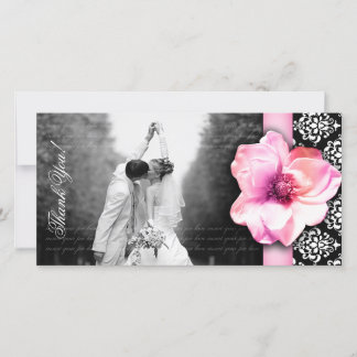 Carte De Remerciements Mariage Photocard Rose Damask rose