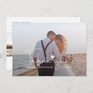 Carte De Remerciements Mariage Photos Script Love Heart
