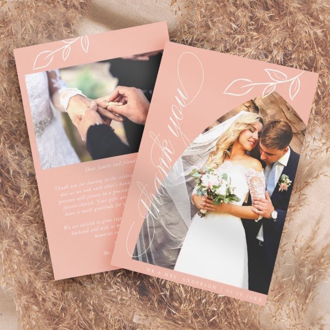 Carte de remerciements Mariage Pink Arch Botanical (Créateur téléchargé)