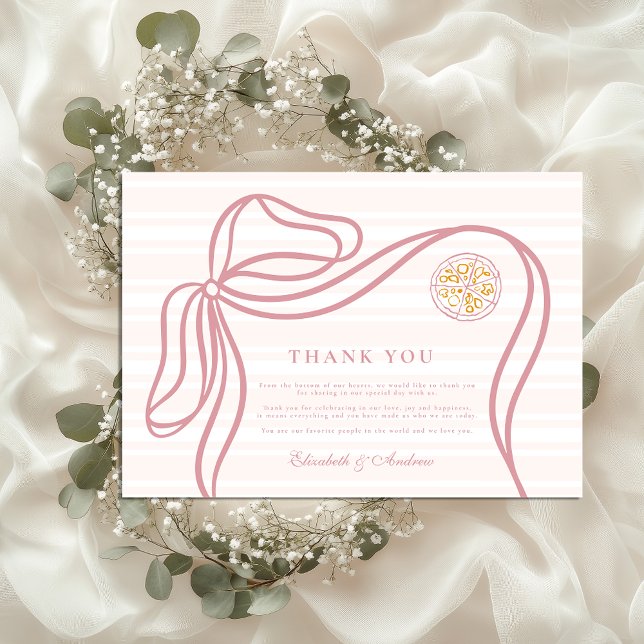 Carte De Remerciements Mariage Pink Italian Food Sketch (Créateur téléchargé)