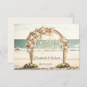 Carte De Remerciements Mariage plage Roses d'Arbor