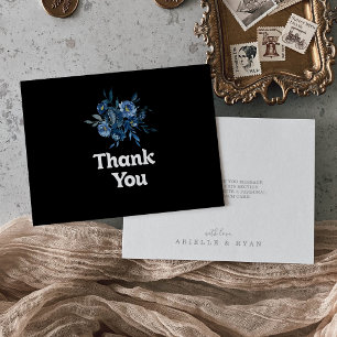 Carte De Remerciements Mariage plat floral bleu de la Royal Navy