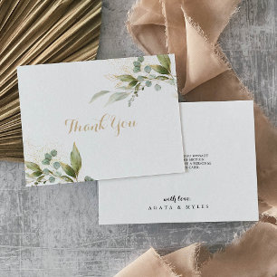 Carte De Remerciements Mariage Plat Sauge Verdure Eucalyptus Or