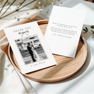 Carte De Remerciements Mariage plat vintage noir