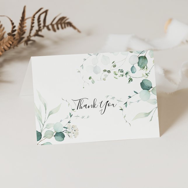 Carte de remerciements Mariage plié Eucalyptus ver (Créateur téléchargé)