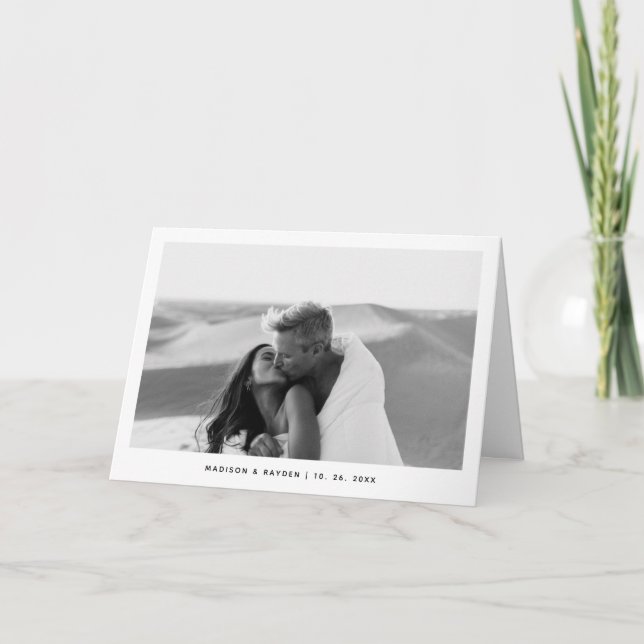 Carte De Remerciements Mariage plié QR Code photo simple minimaliste (Devant)
