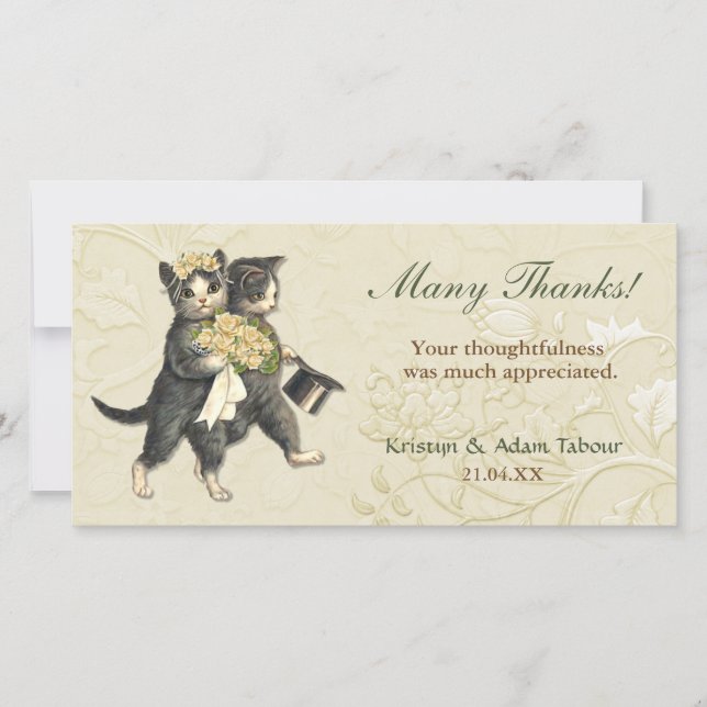 Carte de remerciements Mariage Posh Cats (Devant)