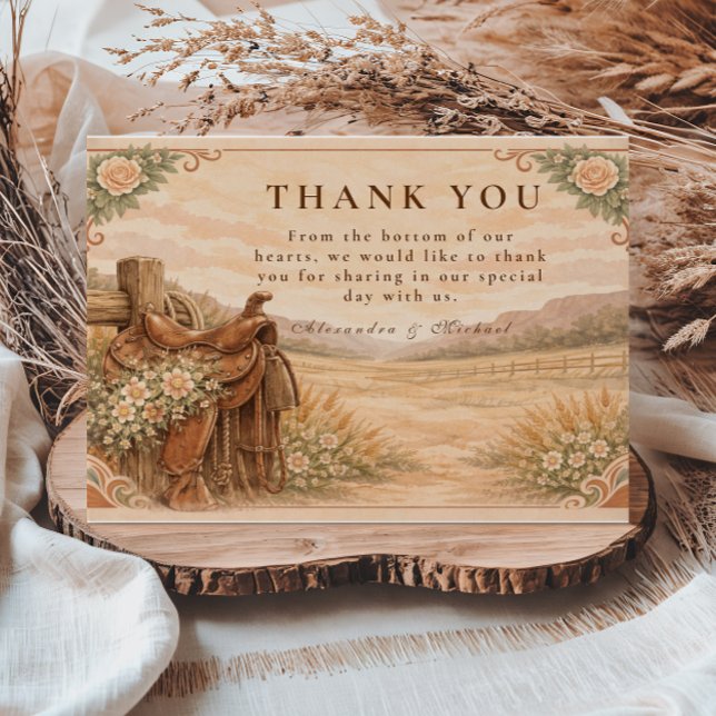 Carte De Remerciements Mariage Ranch Western Rustique (Créateur téléchargé)