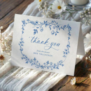 Carte De Remerciements Mariage Réception de Mariée Toile de Jouy Vintage