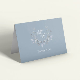 Carte De Remerciements Mariage Remerciements Écriture Monogramme Bleu Pou