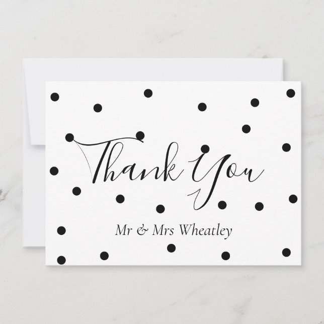 Carte De Remerciements Mariage Remerciements Points noirs et blancs (Devant)