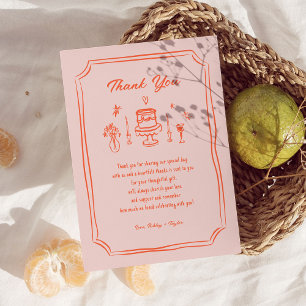 Carte De Remerciements Mariage rétro amusant à main colorée