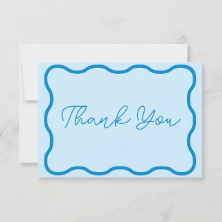 Carte De Remerciements Mariage rétro Blue Wavy