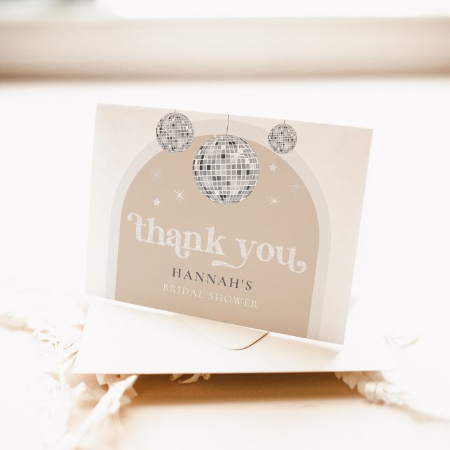 Carte De Remerciements Mariage rétro disco groovy Shower  (Thank you card )