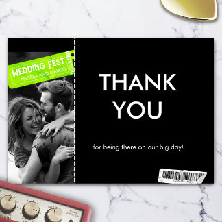 Carte De Remerciements Mariage Rock and Roll Billetterie Concert Boarding