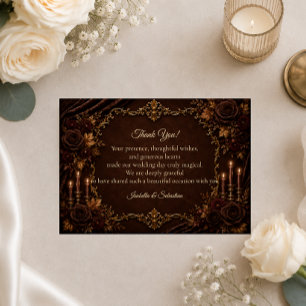 Carte De Remerciements Mariage Romantique à la Lumière des Chandelles en 
