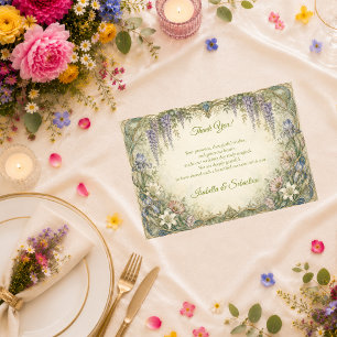 Carte De Remerciements Mariage Romantique Art Nouveau sous les Glycines É