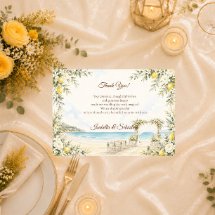 Carte De Remerciements Mariage romantique au bord de la mer
